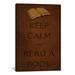 Winston Porter Jetter Keep Calm & Read a Book Graphic Art on Canvas in Brown | 90 H x 60 W x 0.75 D in | Wayfair 8D70E732BEC147548F205B97AD4CBFD4