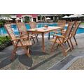 Rosecliff Heights Leona Rectangular 6 - Person Teak Outdoor Dining Set Metal in Brown/White | 30 H x 94 W x 40 D in | Wayfair