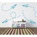 Harriet Bee Paper Airplanes Wall Decal Vinyl in Black/Blue/Brown | 30 H x 33 W in | Wayfair 99FD3973FBB149D18616A7E07795D6D6