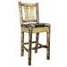 Loon Peak® Glacier Country Collection Bar Stool Wood/Upholstered in Black/Brown/Green | 44 H x 20 W x 19 D in | Wayfair