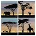 World Menagerie African Safari Sky w/ Animal Silhouettes 4 Piece Graphic Art Wall Plaque Set Canvas | 12 H x 12 W x 0.5 D in | Wayfair