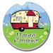 Millwood Pines Absorbent Happy Camper Car Coaster Stoneware in Green | 0.8 H x 2.6 D in | Wayfair 30F79949FB2E4819A6EA0BA615392B4F