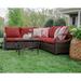 Latitude Run® Viktualien 2 Piece Rattan Sectional Seating Group w/ Cushions Synthetic Wicker/All - Weather Wicker/Wicker/Rattan in Red | Outdoor Furniture | Wayfair