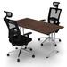 Symple Stuff Hadden 2 Person Conference Meeting Table w/ 2 Chairs Complete Set Metal in Brown | 30 H x 60 W x 30 D in | Wayfair