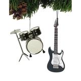 The Holiday Aisle® 2 Piece Band Instrument Hanging Figurine Ornament Set Wood in Black/Brown | 5 H x 3 W x 2 D in | Wayfair