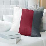East Urban Home Washington Pullman Pillow Polyester/Polyfill/Leather/Suede in Red/Gray | 14 H x 14 W x 3 D in | Wayfair