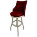 Red Barrel Studio® Esita Swivel Wood Bar & Extra Tall Stool Wood/Upholstered in Red/White | 52 H x 22 W x 20 D in | Wayfair