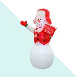 Hashtag Home Snowman LED Light Inflatable Plastic in Red/White | 96 H x 32 W x 34 D in | Wayfair THDA7766 43378009