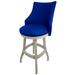 Red Barrel Studio® Esita Swivel Wood Bar & Extra Tall Stool Wood/Upholstered in Blue/White | 52 H x 22 W x 20 D in | Wayfair