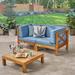 Highland Dunes Ellison 3 Piece Sofa Seating Group w/ Cushions Wood/Natural Hardwoods in Blue/Brown | Outdoor Furniture | Wayfair