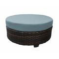 River Brook Round Outdoor Ottoman w/ Cushion Wicker/Rattan in Brown kathy ireland Homes & Gardens by TK Classics | Wayfair KI043B-CTRND-SPA