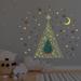 The Holiday Aisle® Glow Stars & Colorful Snowflakes w/ Christmas Friend Tree Wall Decal Vinyl in Yellow | 56.55 H x 64.35 W in | Wayfair