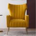 Wingback Chair - Etta Avenue™ Floreal 27.5" Wide Wingback Chair Velvet/Fabric in Yellow | 39 H x 27.5 W x 29 D in | Wayfair