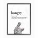 Ebern Designs 'Hangry Definition Hippo Animal Drawing Word Design' Textual Art Paper in Gray, Size 30.0 H x 24.0 W x 1.5 D in | Wayfair