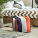 East Urban Home Virginia Stripes Cube Ottoman Polyester/Fade Resistant/Scratch/Tear Resistant in Orange | 18 H x 18 W x 18 D in | Wayfair