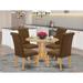 Winston Porter Denes Drop Leaf Solid Wood Dining Set Wood/Upholstered in Brown | Wayfair 9A622B8C66D74F79B2F0247E29F75E52