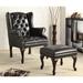 Wingback Chair - Canora Grey Morena 31" Wide Tufted Wingback Chair & Ottoman Faux Leather/Leather in Black/Brown/Red | 38 H x 31 W x 30 D in | Wayfair