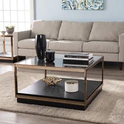 Mercer41 Coni Frame Coffee Table w/ Storage Wood/Metal in Black/Brown | 18 H x 32.5 W x 32.5 D in | Wayfair 45D74BAA5F244584A90BB34E7CB9D2A1