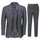 Mens Herringbone Tweed Check 3 Piece Suit Smart Classic 1920s Retro Tailored Fit [SUIT-JULES-GREY-42]