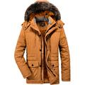 ELETOP Mens Winter Jacket Windproof and Waterproof Thicken Warmth Coat with Removable Hood Casual Outwear Coat Orange 7176-S