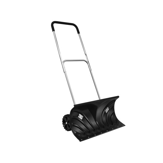 Costway Rolling Snow Pusher Shovel with Adjustable Handle