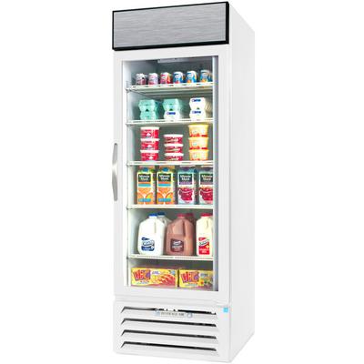 Beverage-Air MMR23HC-1-WB-18-IQ MarketMax 27" White Glass Door Merchandiser with Black Interior, Left-Hinged Door, and Electronic Smart Door Lock