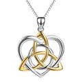 Celtic Jewellery Necklace Sterling Silver Gold-Tone Vintage Triquetra Irish Celtic Knot Love Heart Necklace for Women Girls