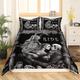 Double Duvet Cover Set Skull and Beauty Kiss 3D Print Bedding Sets with 2 Pillowcases,Lightweight Soft Microfiber Gothic Motorbike Skull Quilt Cover Set with Zipper Closure 3 Piece (200x200cm)