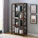 "64"" Farmhouse Metal Bookcase in Dark Walnut - Walker Edison BS64MXDW"