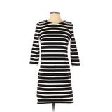Old Navy Casual Dress - Sweater Dress Crew Neck 3/4 Sleeve: Black Stripes Dresses - Women's Size X-Small