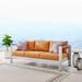 Ivy Bronx Shore Outdoor Patio Aluminum Sofa Metal in Orange/Brown | 25 H x 76.5 W x 27.5 D in | Wayfair 7AA0A4E81BC84866BC35A35E6D105C6D