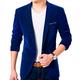 Men's One Button Royal Blue Velvet Blazer Peak Lapel Suit Jacket Slim Fit Casual Coat Royal Blue 38 Chest / 32 Waist