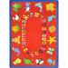 Red 91 x 91 x 0.5 in Area Rug - Joy Carpets Educational ABC Animals Hebrew Alphabet Area Rug Nylon | 91 H x 91 W x 0.5 D in | Wayfair 1566E-01