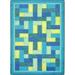 Blue/Yellow 64 x 0.25 in Area Rug - Joy Carpets Geometric Tufted Area Rug Nylon | 64 W x 0.25 D in | Wayfair 1712C-03