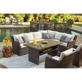 Wildon Home® Ammi 104" Wide Outdoor Wicker Right Hand Facing Patio Sectional w/ Cushions Wicker/Rattan in Gray | 33.75 H x 104 W x 80.5 D in | Wayfair