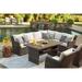 Wildon Home® Ammi 104" Wide Outdoor Wicker Right Hand Facing Patio Sectional w/ Cushions Wicker/Rattan | 33.75 H x 104 W x 80.5 D in | Wayfair