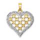 20mm 14ct Two tone Gold White Outline Love Heart Pendant Necklace With Sparkle Cut Lattice Center Jewelry Gifts for Women