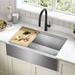 KRAUS Kore™ Workstation 33-inch L Farmhouse Flat Apron Front 16 Gauge Single Bowl Kitchen Sink in Gray | 10.5 H x 20.25 D in | Wayfair KWF410-33