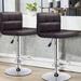 Orren Ellis Watanabe Swivel Adjustable Height Bar Stools Upholstered/Leather/Metal/Faux leather in Brown | 15.7 W x 16.5 D in | Wayfair