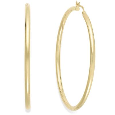 14k Gold Vermeil Earrings, Round Hoop Earrings - Metallic - Macy's Earrings