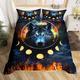 Loussiesd 3D Print Animal Duvet Cover Set King Size Wolf Bedding Set Decorative Microfiber Polyester Comforter Cover Galaxy Dream Catcher Print Quilt Cover with 2 Pillow Shams, 3 Pcs, Blue