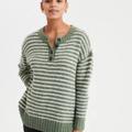 American Eagle Outfitters Sweaters | American Eagle Outfitters Oversize Jegging Fit Henleypullover Sweater Size S | Color: Green/White | Size: S
