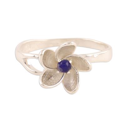 Lapis Flower,'Floral Lapis Lazuli Cocktail Ring from India'
