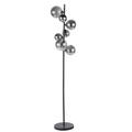 Lampadaire 7 globes en verre fumé et métal noir H155