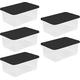 Wham 45 Liter Storage Clear Heavy Duty Plastic Storage Box Boxes With Lids Home Office Stackable Nestable, Set of 5 Large Storage Boxes With Lids 60 x 40 x 25 cm - LIDS ARE CLEAR