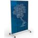 MooreCo Hierarchy Magnetic Free Standing Glass Board, 73.2" x 47.6" Glass/Metal in Gray/Indigo | 73.2 H x 47.6 W x 23.5 D in | Wayfair 84426-NAVY
