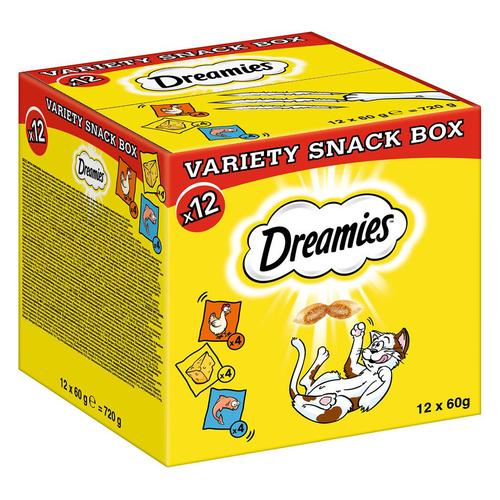 12 x 60 g Dreamies Katzensnack Mixbox (Huhn, Käse, Lachs)