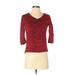 JM Collection 3/4 Sleeve Top Red V Neck Tops - Women's Size P