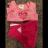 Adidas Matching Sets | Adidas Girls 3 Mo Athletic Skirt And Shirt Set | Color: Brown/Red | Size: 3mb