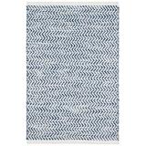Blue/White 96 x 0.25 in Area Rug - Dash and Albert Rugs Coastal Chevron Handwoven Indoor/Outdoor Area Rug Polyester | 96 W x 0.25 D in | Wayfair